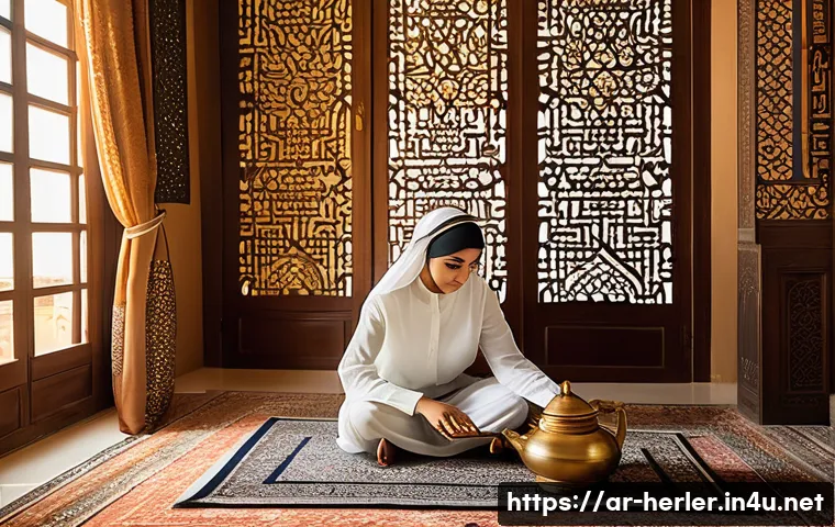 가사도우미로서 첫 업무 경험 공유 - A Middle Eastern female domestic worker in modest, clean work attire including a simple blouse and p...
